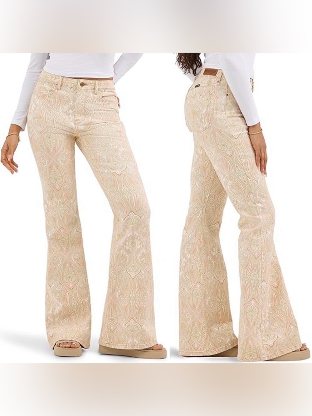 NWT Wrangler Colorful Paisley High Rise Fierce Flare Jeans